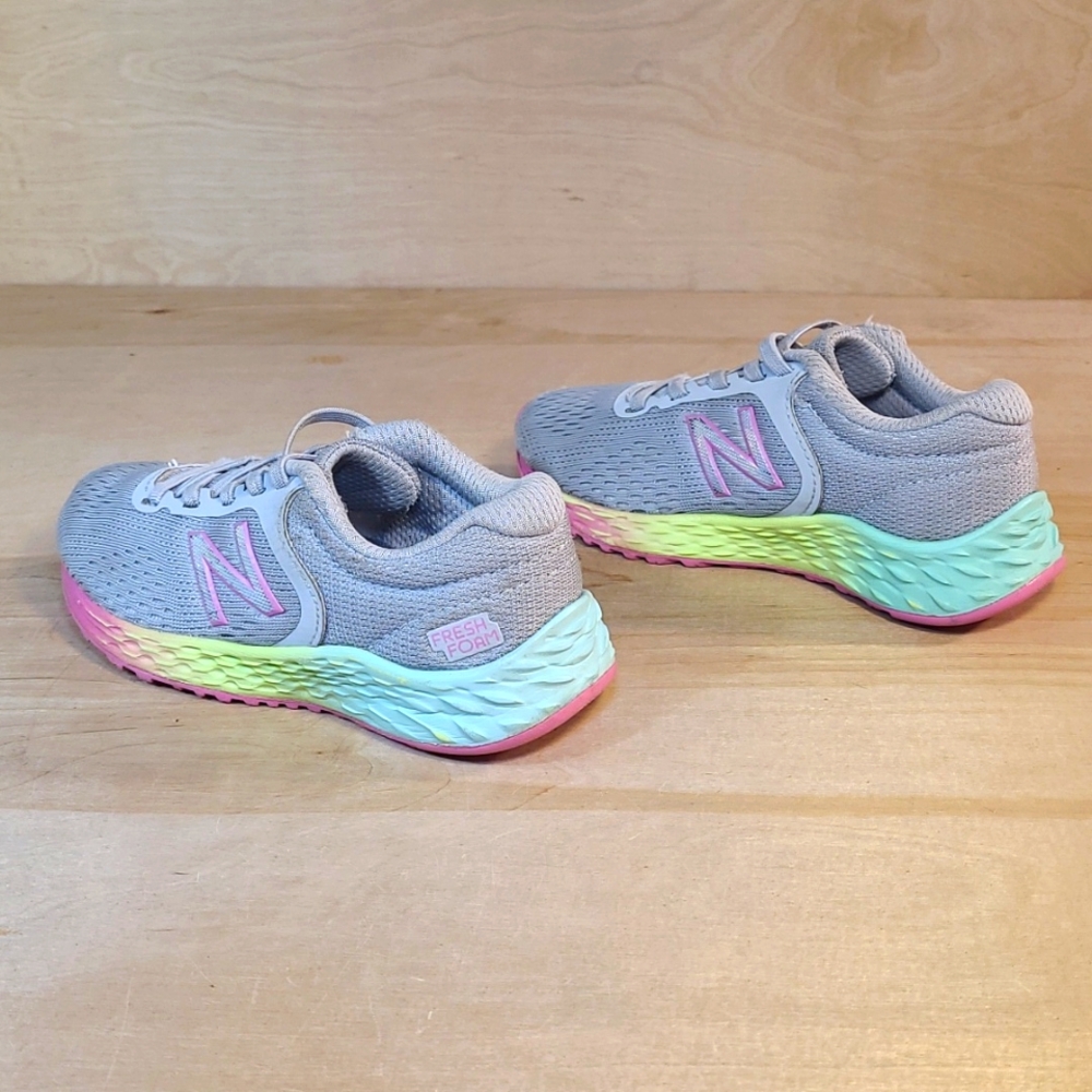 New Balance Fresh Foam Arishi Gray and Pink Kids No Tie Slip On Sneakers - Picture 6 of 10